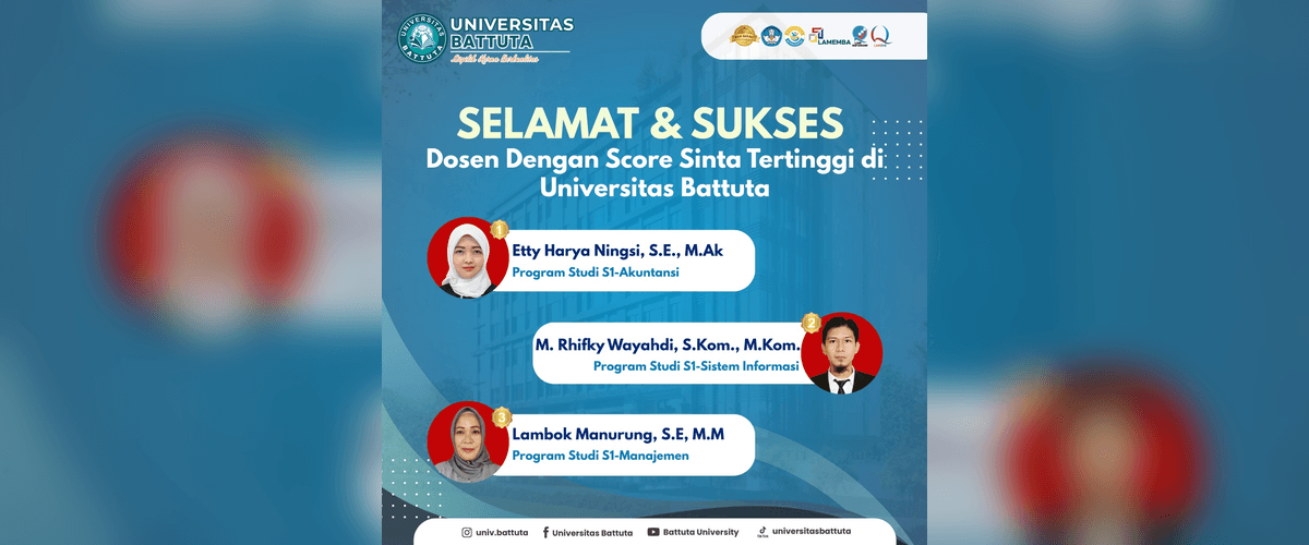 Apresiasi Prestasi Akademik: Inilah 3 Dosen dengan Score Sinta Tertinggi di Universitas Battuta
